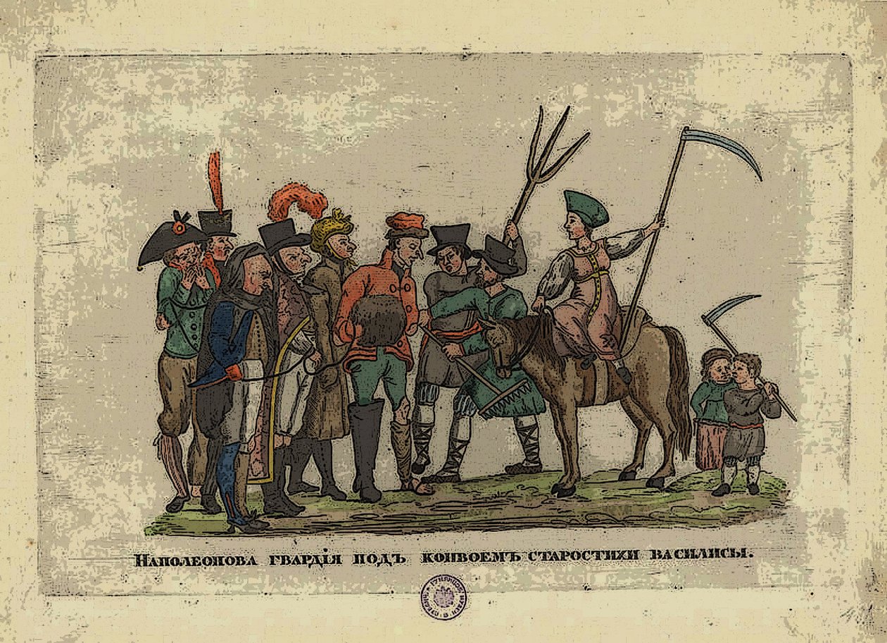 Grande Armée under eskort av Starosta Vasilisa, efter 1812 av Aleksei Gavrilovich Venetsianov