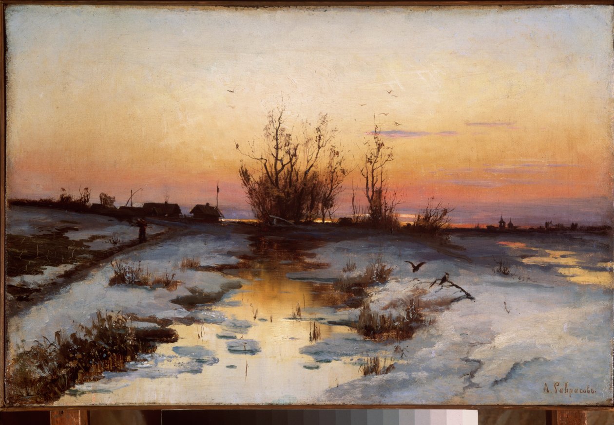 Kväll, Al som blommar - Målning av Alexei Kondratyevich Savrasov (1830-1897), olja på duk, cirka 1870 - Rysk konst av Alexei Kondratjewitsch Sawrassow