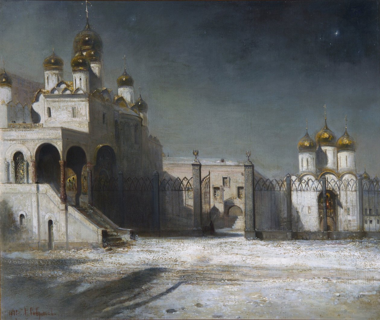 Katedraltorget i Kreml på natten, 1878 av Alexei Kondratjewitsch Sawrassow