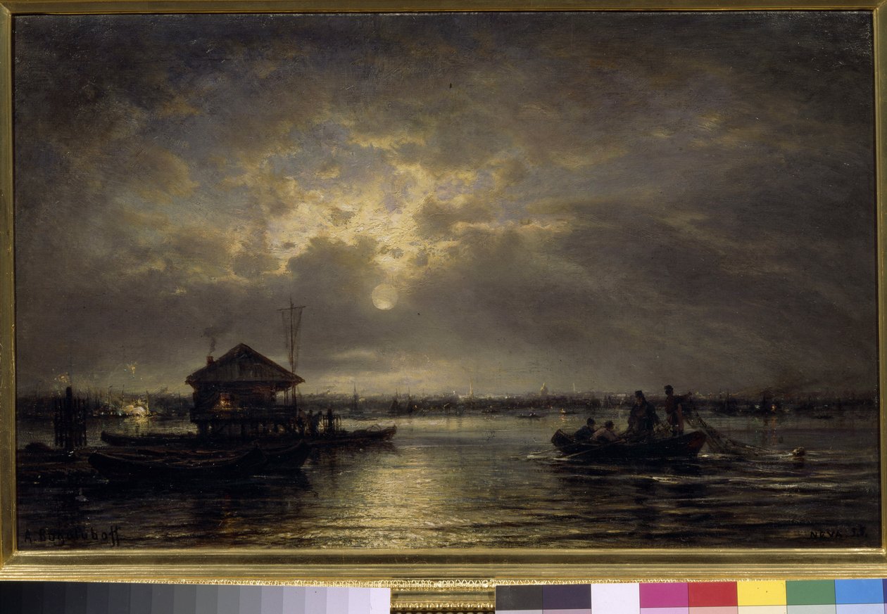 "Summer Night on the Neva" (Summer Night on the Neva) Målning av Alexei Bogolioubov (Bogolyubov) (1824-1896) Olja på duk 1875 Dim 48x73,5 cm Statliga Tretyakov Gallery, Moskva av Aleksei Petrovich Bogolyubov