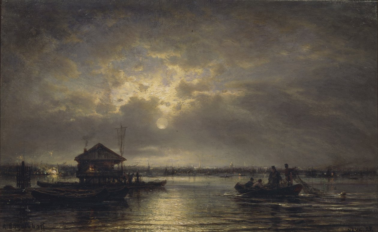 Sommarnatt på Neva, 1875 av Aleksei Petrovich Bogolyubov