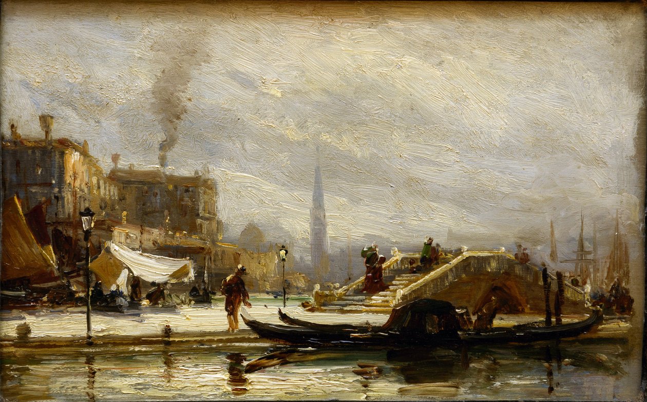 Venedig nära järnvägsstationen. Noon par Bogolyubov (Bogolioubov), Alexei Petrovich (1824-1896) av Aleksei Petrovich Bogolyubov