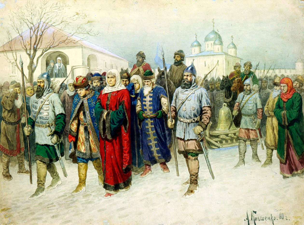 "Martha borgmästarinnan eskorterade till Moskva", 1880. av Aleksey Kivshenko