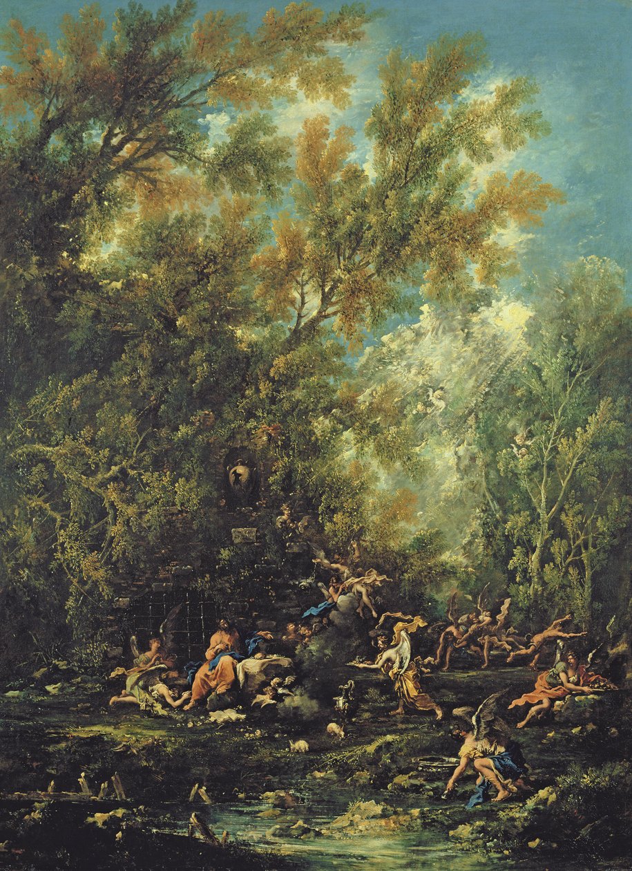 Kristus åtföljd av änglarna, ca 1725-30 av Alessandro Magnasco