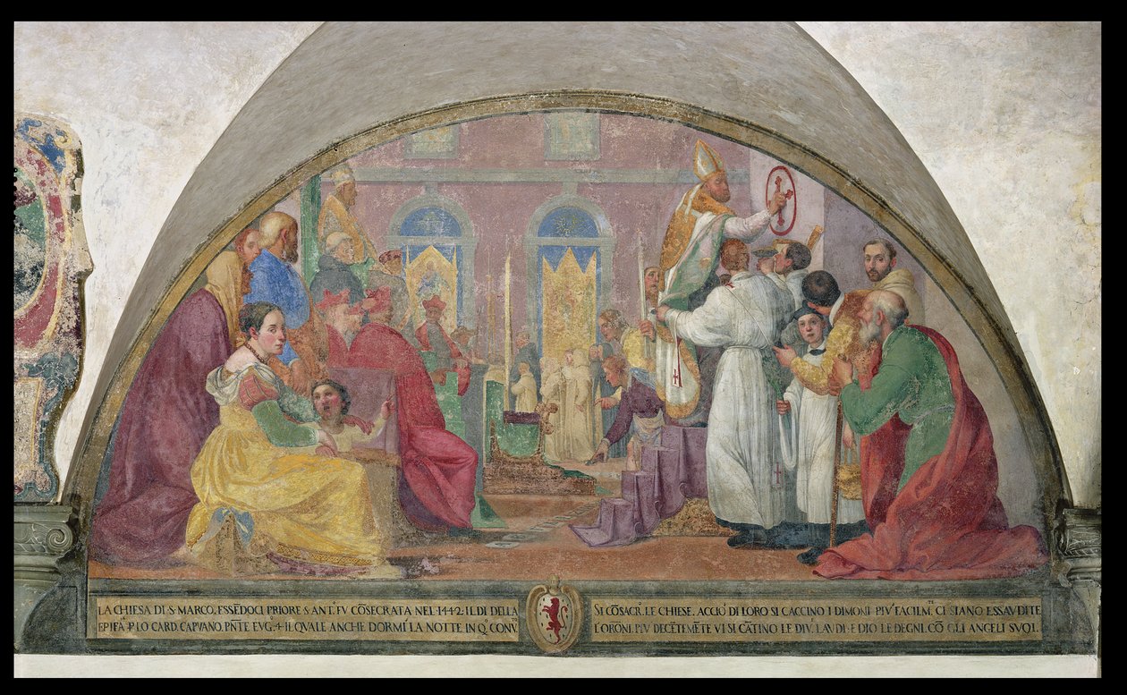Påven Eugene IV invigde klostret San Marco 1442 av Alessandro Tiarini