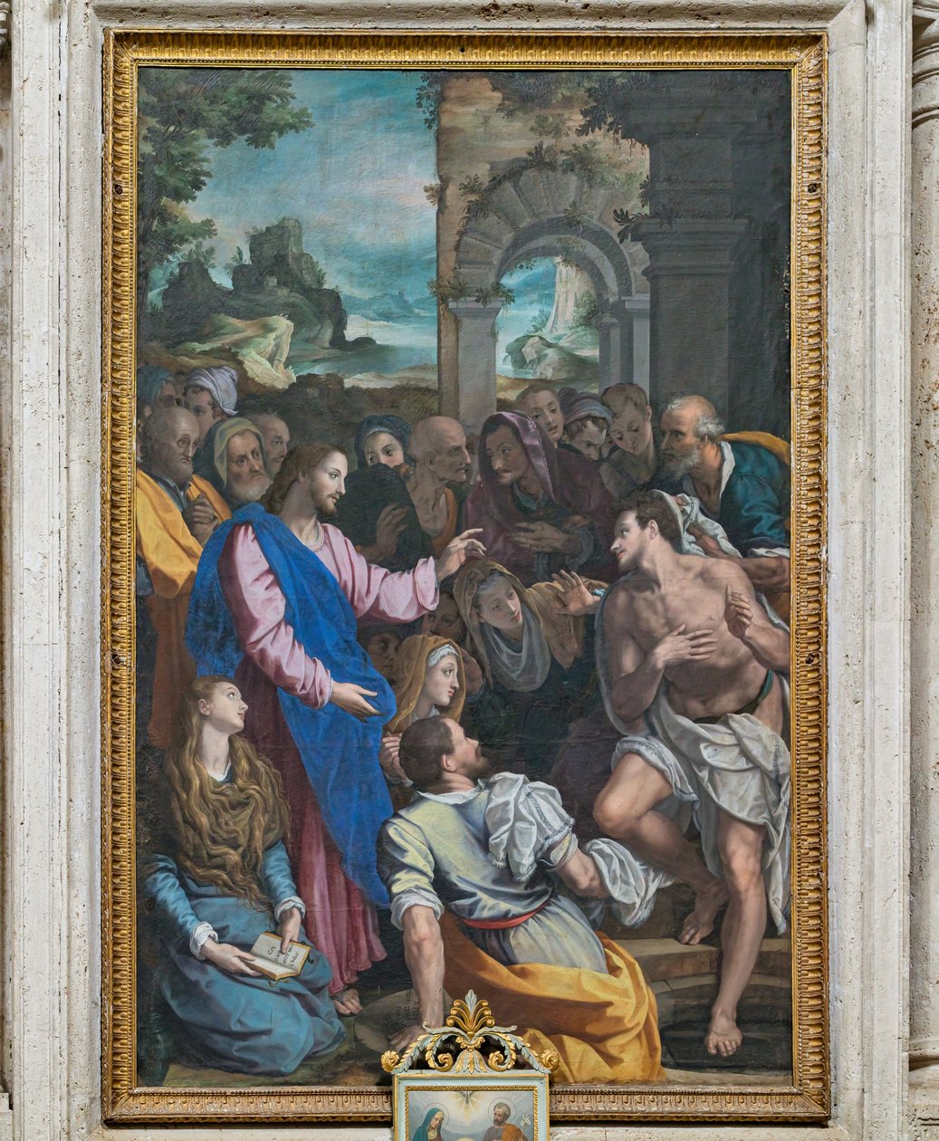 Lasarus uppståndelse av Alessandro (workshop of) Allori