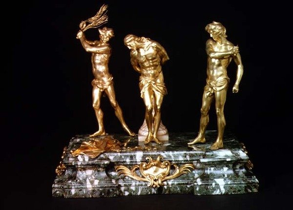Kristi flagellation, mitten av 1600-talet (förgylld brons) av Alessandro Algardi