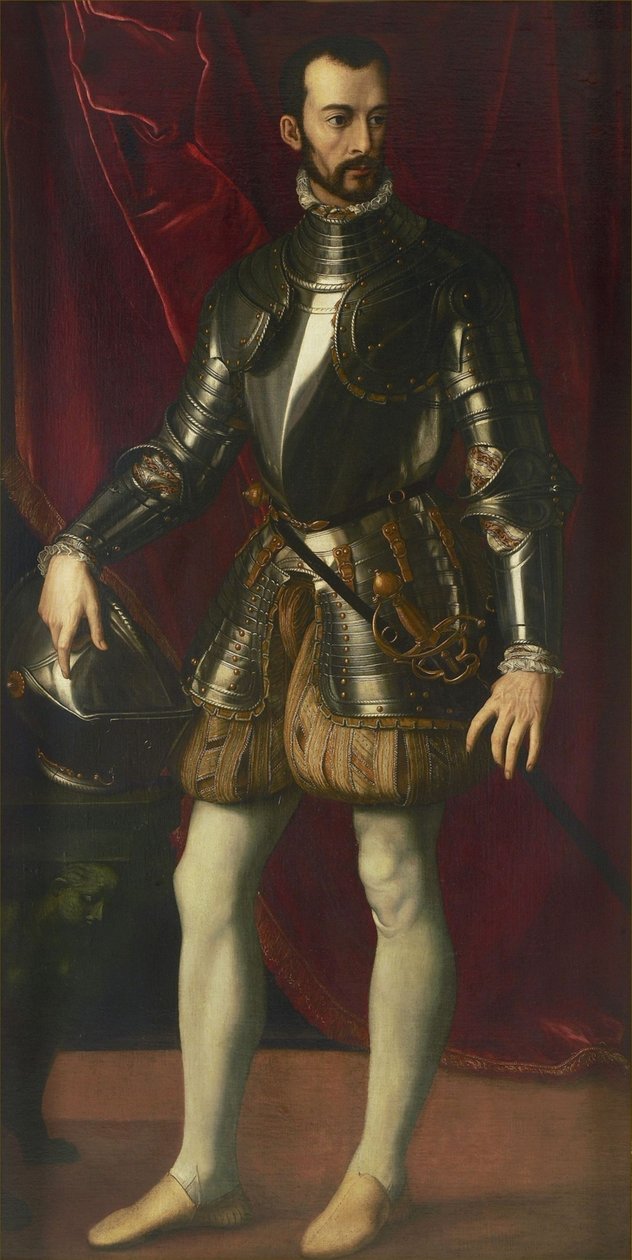 Porträtt av Francesco I de Medici 1541-1587, storhertig av Toscana, 1570-1575. av Alessandro Allori