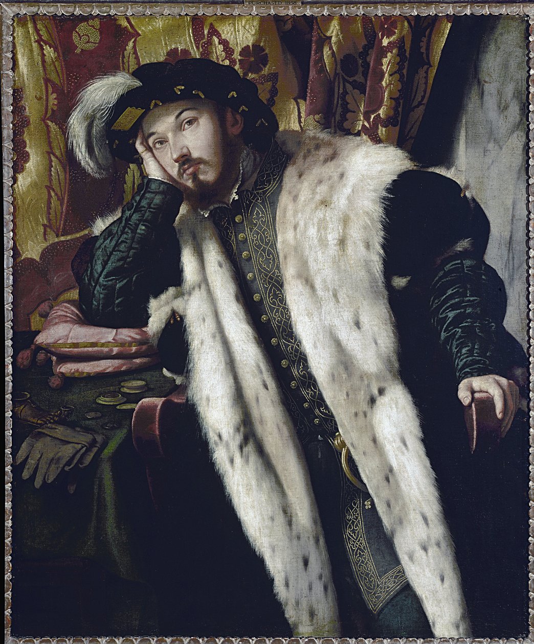 Porträtt av greve Cesareso (olja på duk av Alessandro Bonvicino Moretto