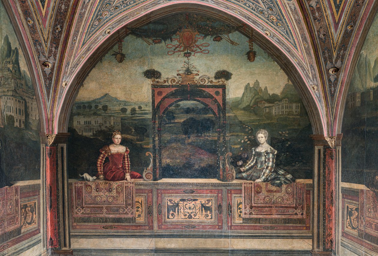Small Room of the Noble Ladies (olja på duk limmad på väggarna) av Alessandro Bonvicino Moretto