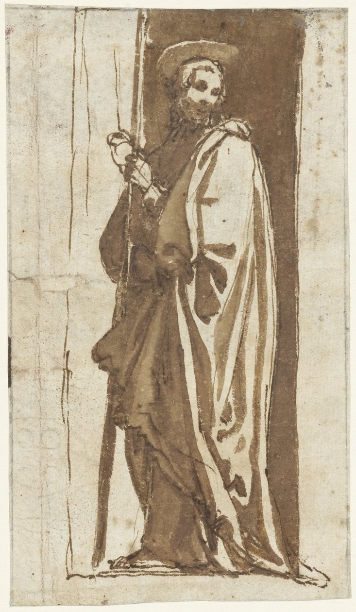 Stående helgon i en nisch (Johannes Döparen?) av Alessandro Casolani (possibly)