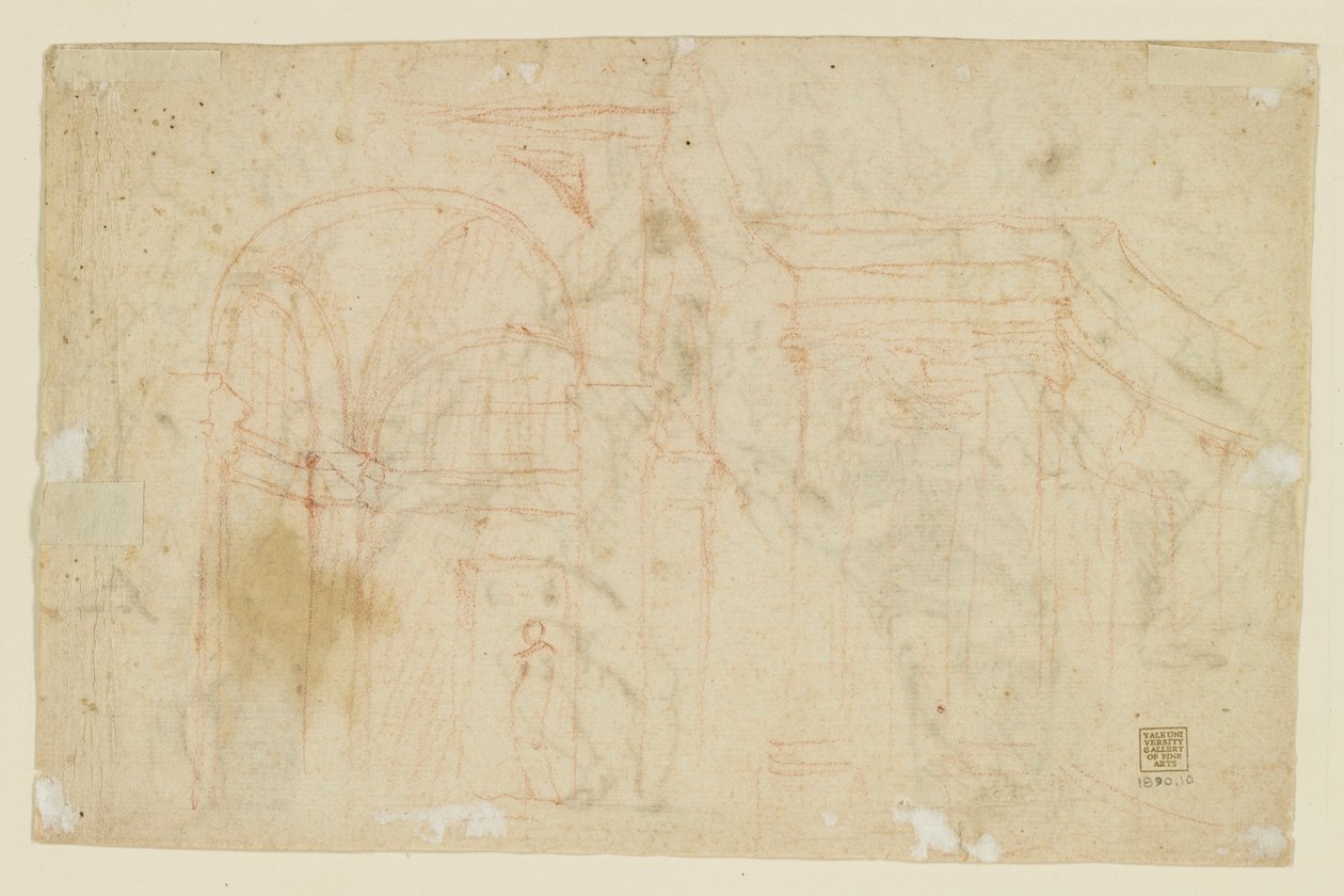Studier av änglar och amoriner (Recto); Arkitektstudier (verso) av Alessandro Casolani