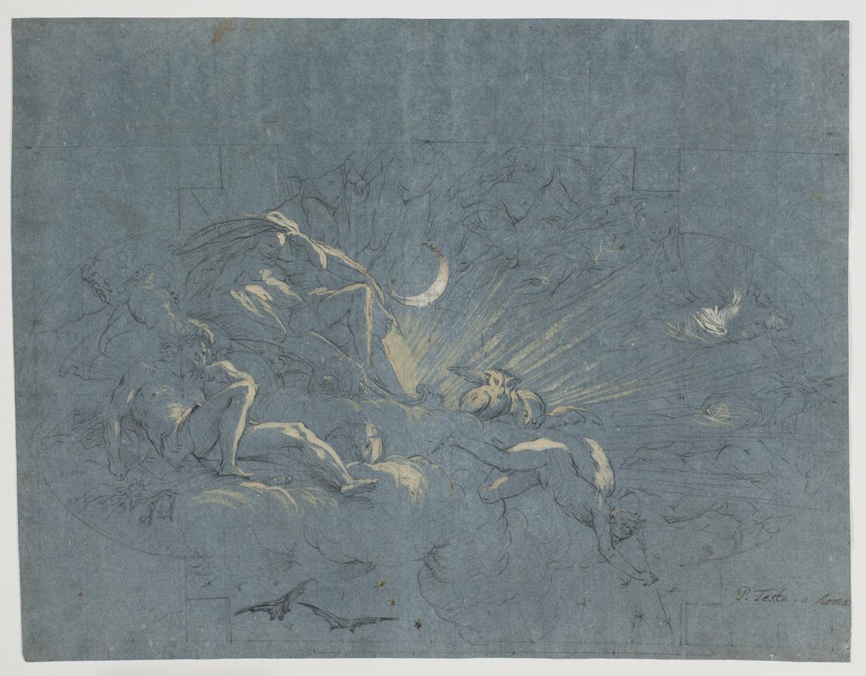 Selene och Endymion, design för en takmålning av Alessandro Gherardini
