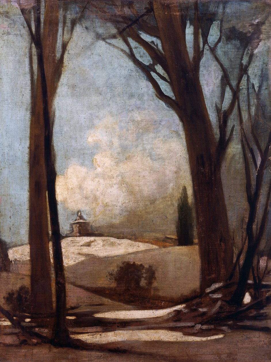Snölandskap med San Luca, målning av Alessandro Guardassoni (1819-1888), Italien av Alessandro Guardassoni