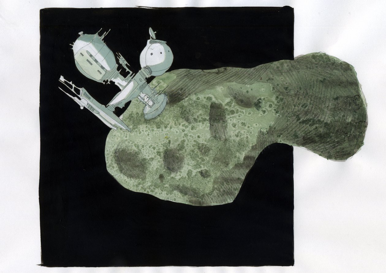 Förväntan: Asteroidbrytning, exploatering av råmaterial från asteroider och andra mindre planeter Illustration av Alessandro Lonati av Alessandro Lonati