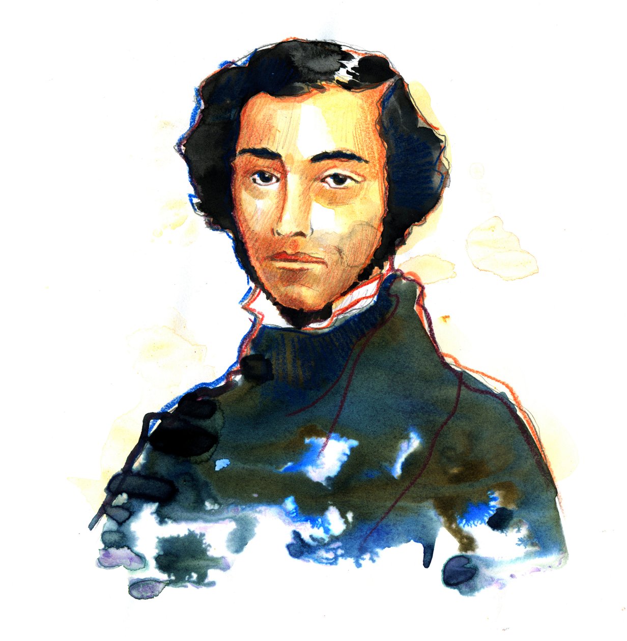 Charles-Alexis-Henri Clerel de Tocqueville (1805-1859) - Porträtt av Alexis de Tocqueville (Alexis Charles Henri Cleral de Tocqueville) (1805 - 1859), fransk historiker och politiker av Alessandro Lonati