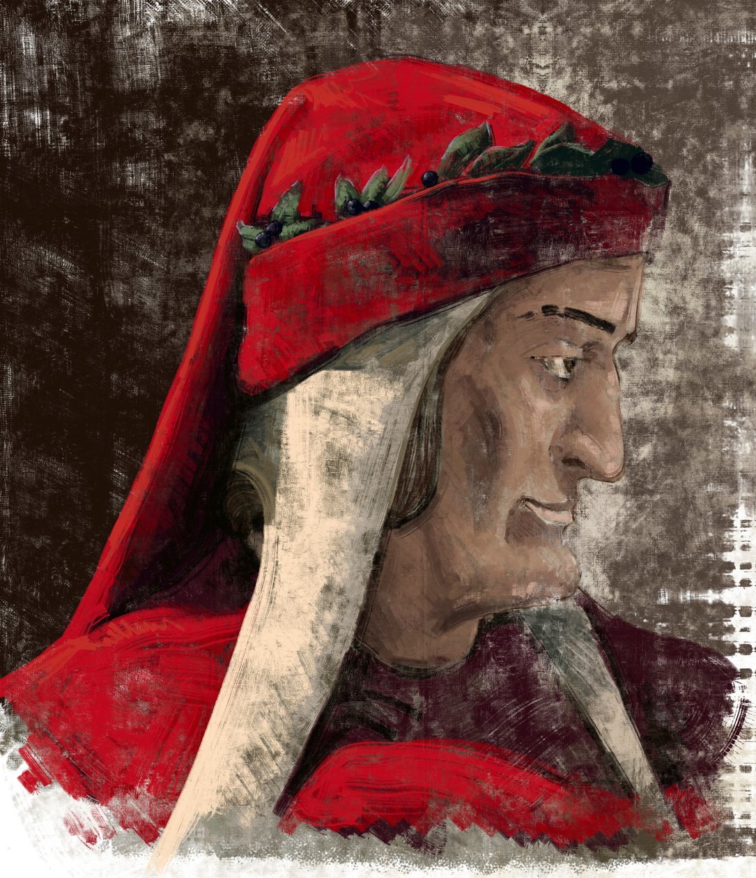 Dante Alighieri (illustration) av Alessandro Lonati