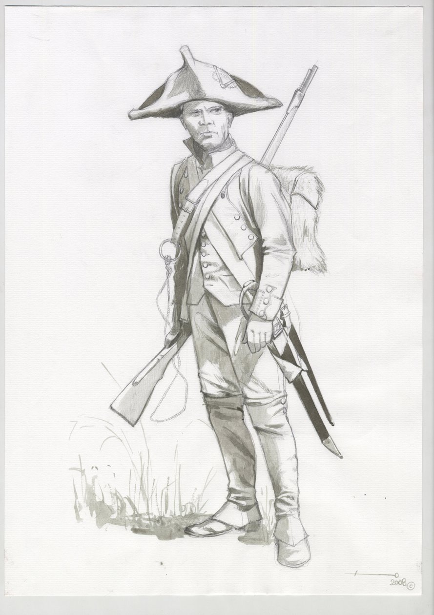 Första kejsardömet (1804-1814 och 1815): kostym av en soldat i Napoleonarmén, fransk artillerist. Ritning av Alessandro Lonati av Alessandro Lonati