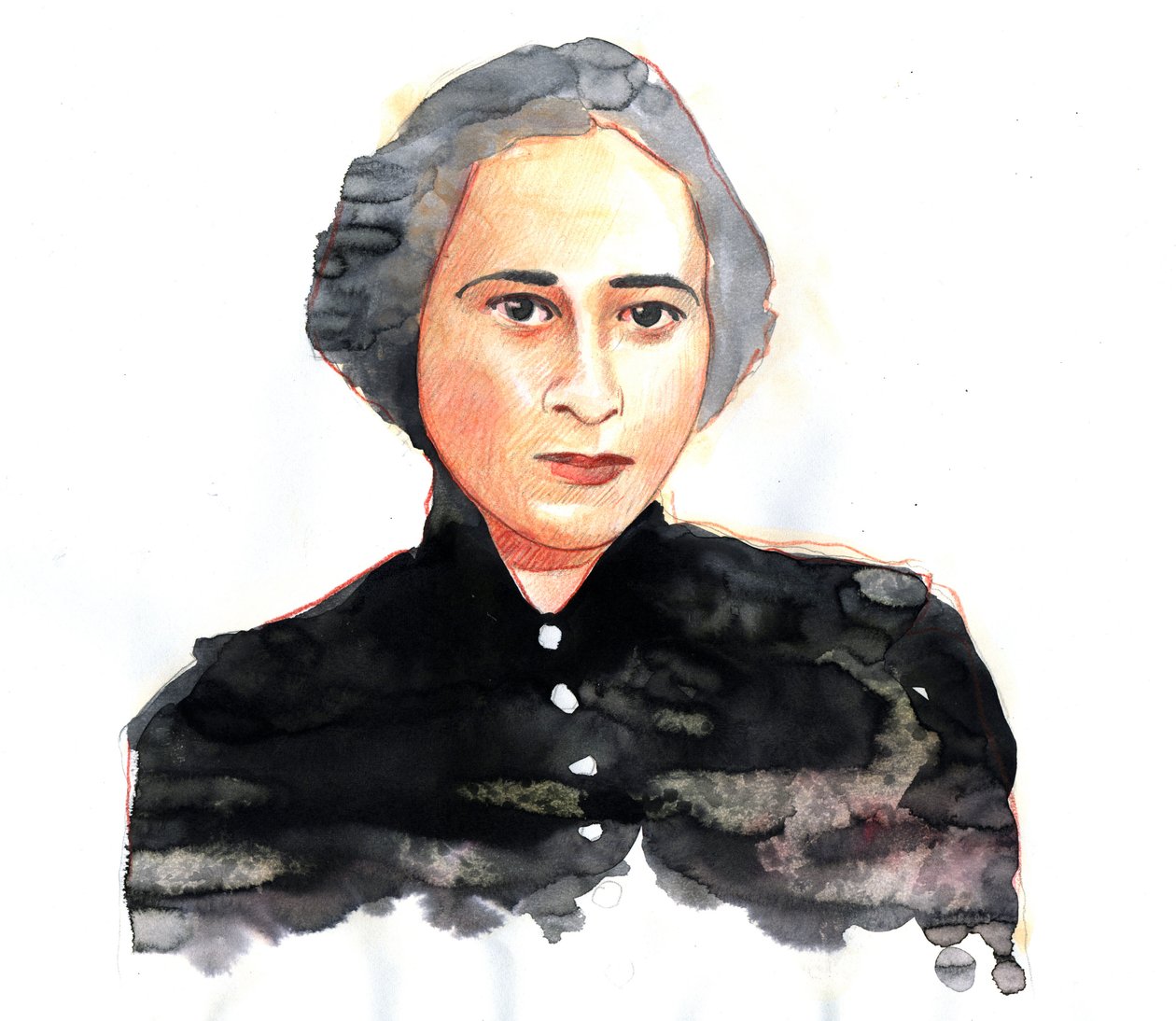 Hannah Arendt (1906-1975), tysk statsvetare och filosof, amerikansk naturaliserad - Illustration av Alessandro Lonati av Alessandro Lonati