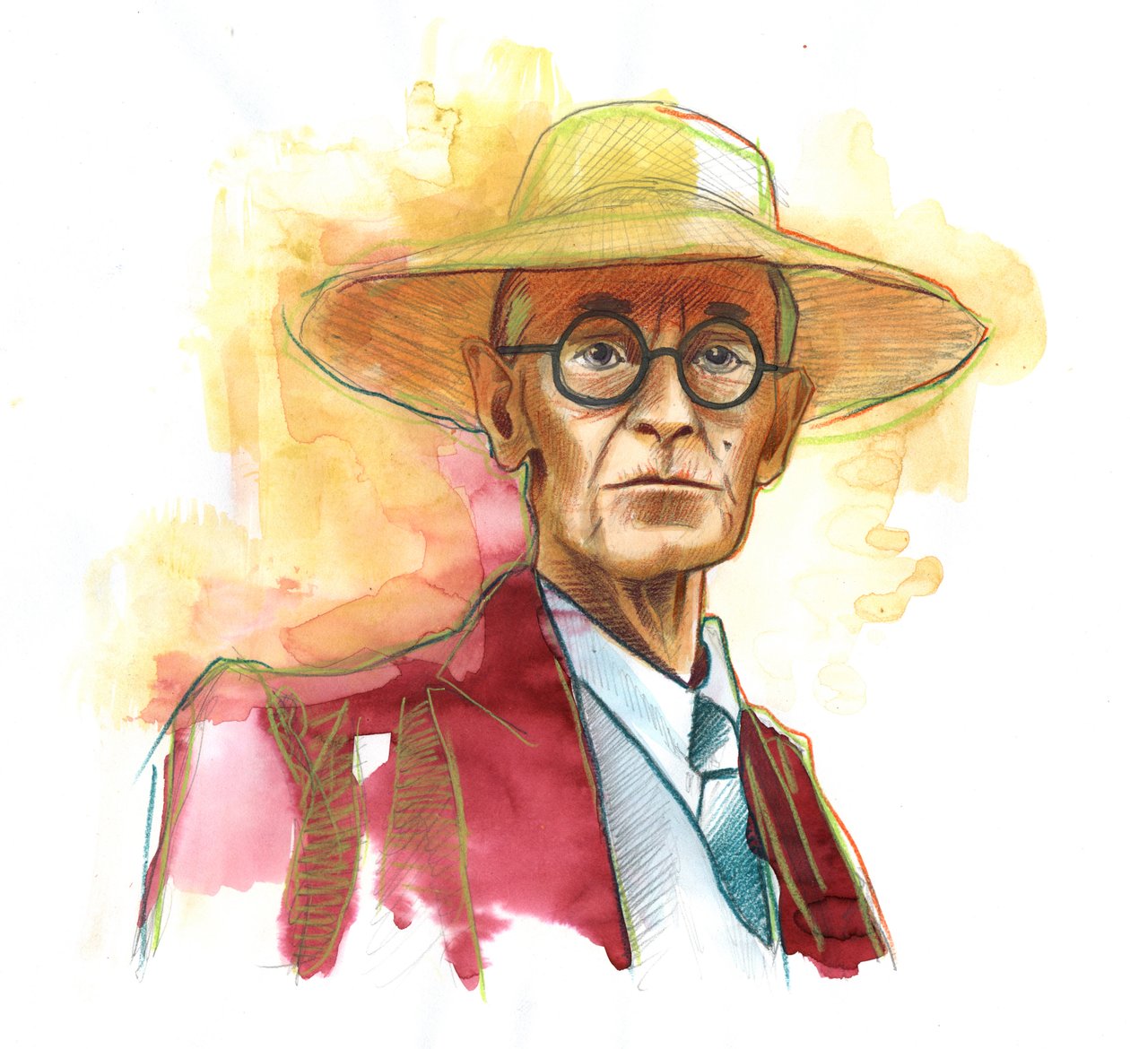 Hermann Hesse (1877-1962), tysk romanförfattare, poet och essäist, då schweizisk - Illustration av Alessandro Lonati av Alessandro Lonati
