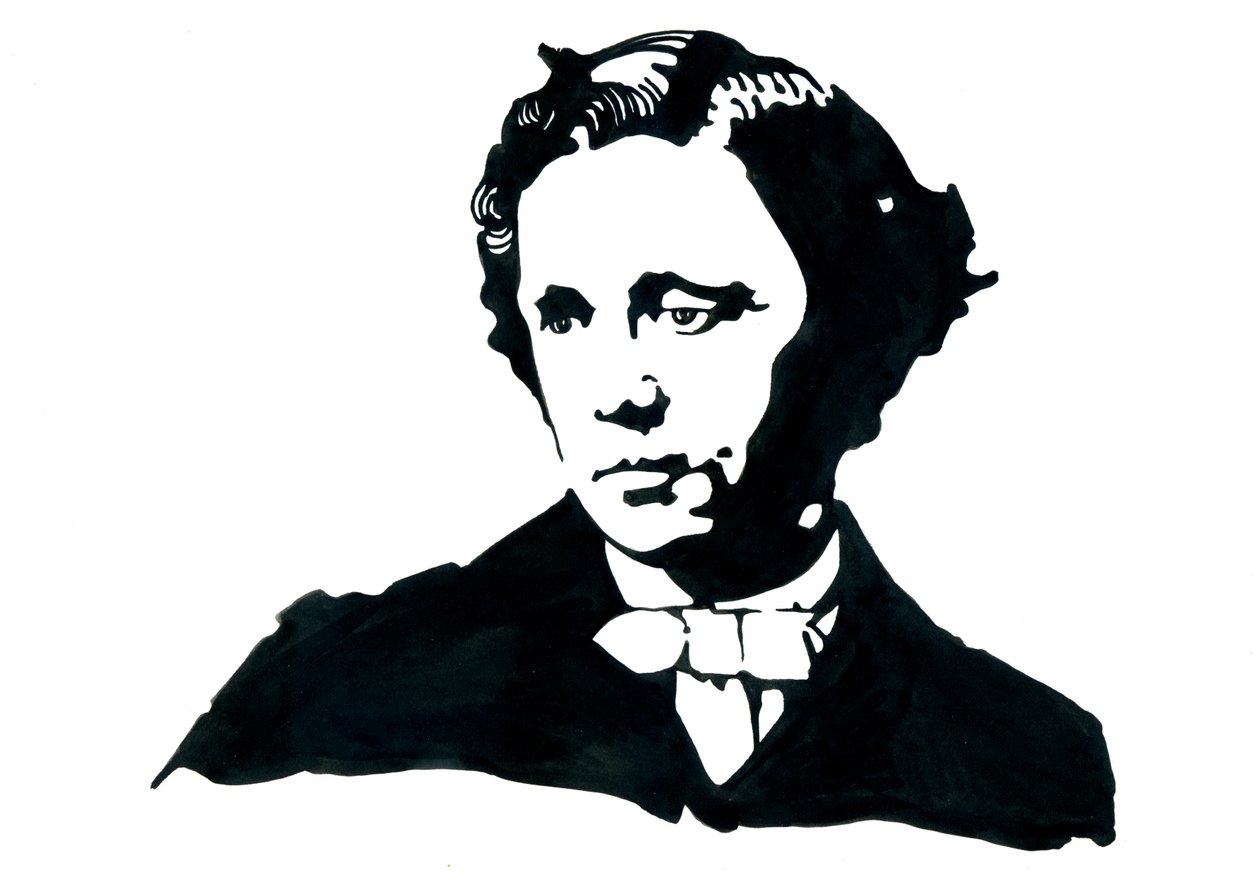 Lewis Carroll, engelsk författare - porträtt av Lewis Carroll (Charles Lutwidge Dodgson av Alessandro Lonati
