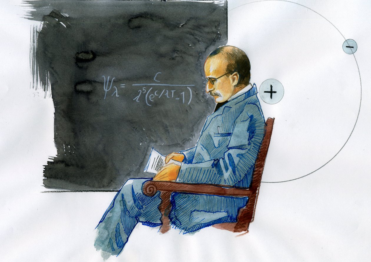 Max Planck, tysk fysiker (Porträtt av den tyske fysikern Max Planck (1868-1947)) av Alessandro Lonati