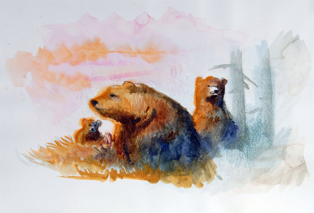 Naturlig björnfamilj Illustration av Alessandro Lonati av Alessandro Lonati