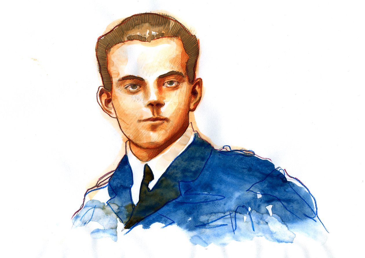 Porträtt Antoine de Saint-Exupery (penna och akvarell på papper) av Alessandro Lonati
