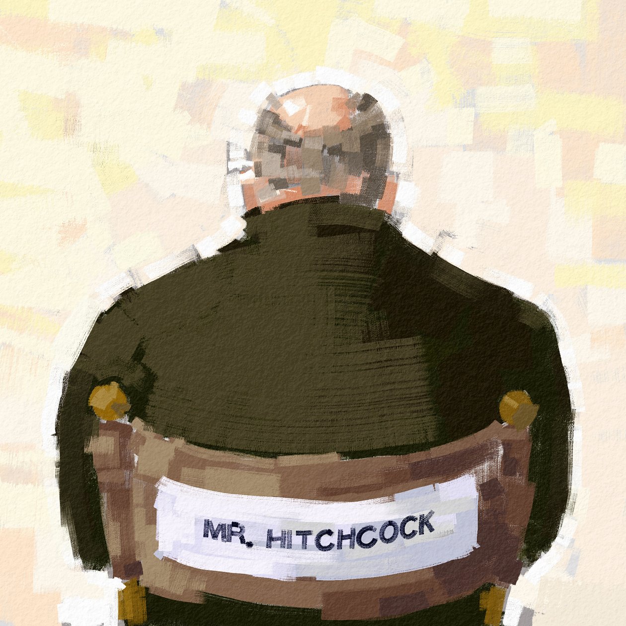 Porträtt av regissören Alfred Hitchcock, 2023 (illustration) av Alessandro Lonati