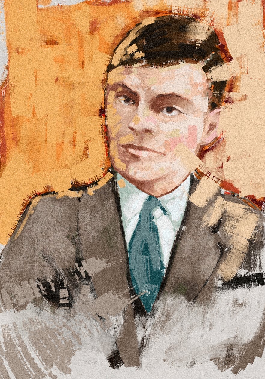 Porträtt av matematikern Alan Turing, 2023 (illustration) av Alessandro Lonati