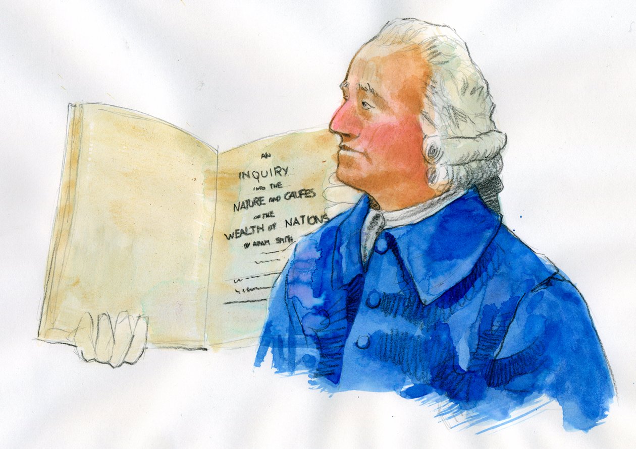 Porträtt av Adam Smith (1723-1780) skotsk filosof och ekonom (Porträtt av skotsk moralfilosof, pionjär inom politisk ekonomi Adam Smith) av Alessandro Lonati