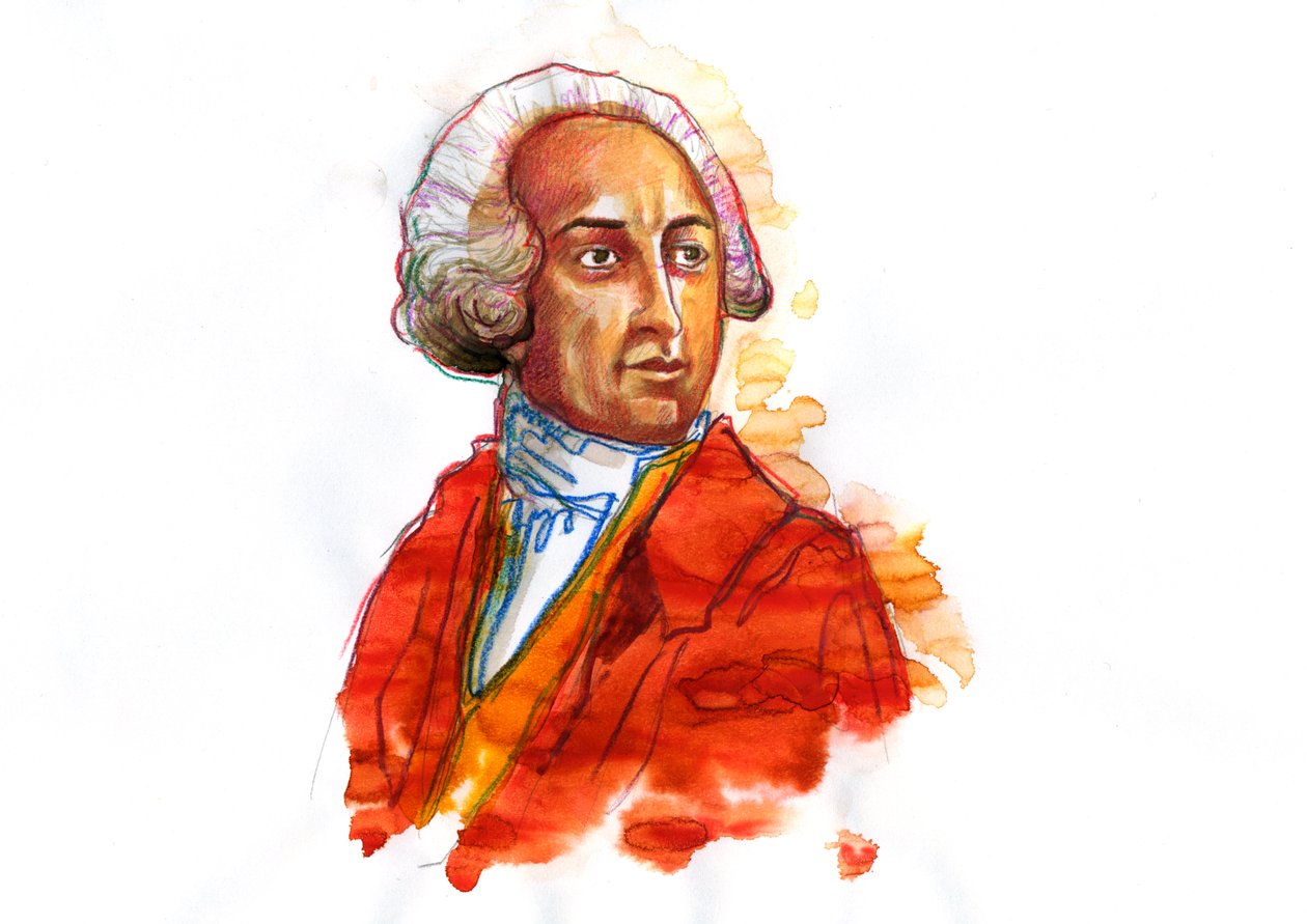 Porträtt av Antoine Laurent de Lavoisier, fransk kemist (1743-1794) (fransk adelsman och kemist Antoine-Laurent de Lavoisier) av Alessandro Lonati