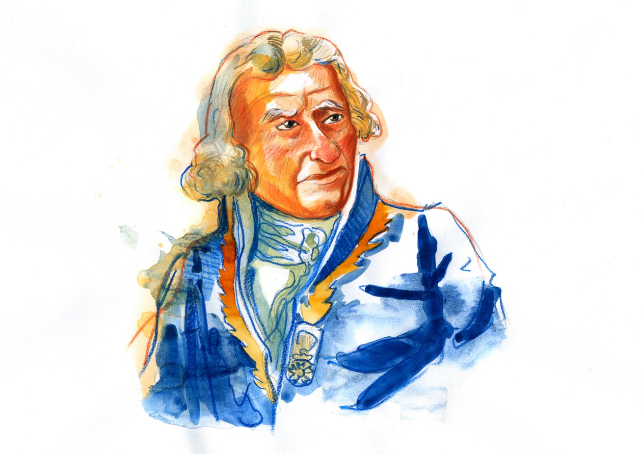 Porträtt av baron Antoine Augustin Parmentier (1737-1813), fransk farmaceut, dietist och agronom (Antoine-Augustin Parmentier vocal promotor för potatisen som födokälla för människor i Frankrike och i hela Europa) av Alessandro Lonati