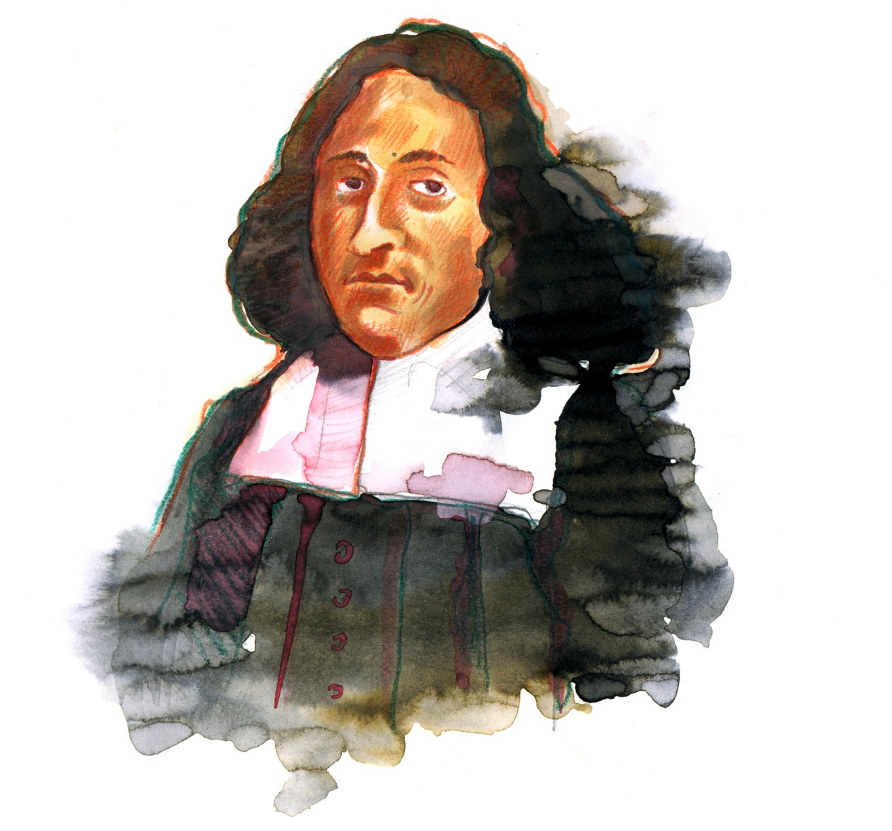 Porträtt av Baruch de Spinoza (1632 - 1677) holländsk filosof, även känd som Bento de Spinoza eller Benedictus de Spinoza eller Benoit de Spinoza (Porträtt av Baruch Spinoza) av Alessandro Lonati