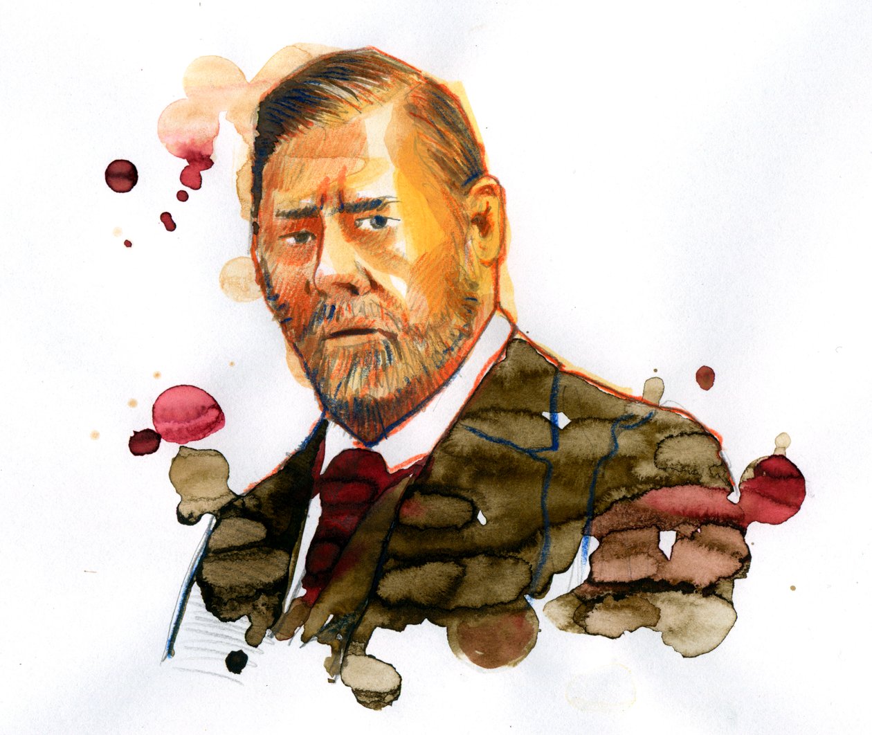 Porträtt av Bram STOKER (1847-1912), irländsk författare författare till "Dracula" (Porträtt av den irländska författaren Bram Stoker) av Alessandro Lonati