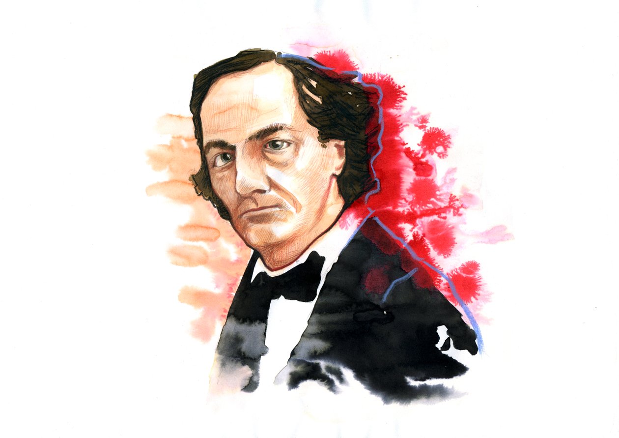 Porträtt av Charles Baudelaire (1821-1867) (den franska poeten Charles Baudelaire) Teckning av Alessandro Lonati av Alessandro Lonati