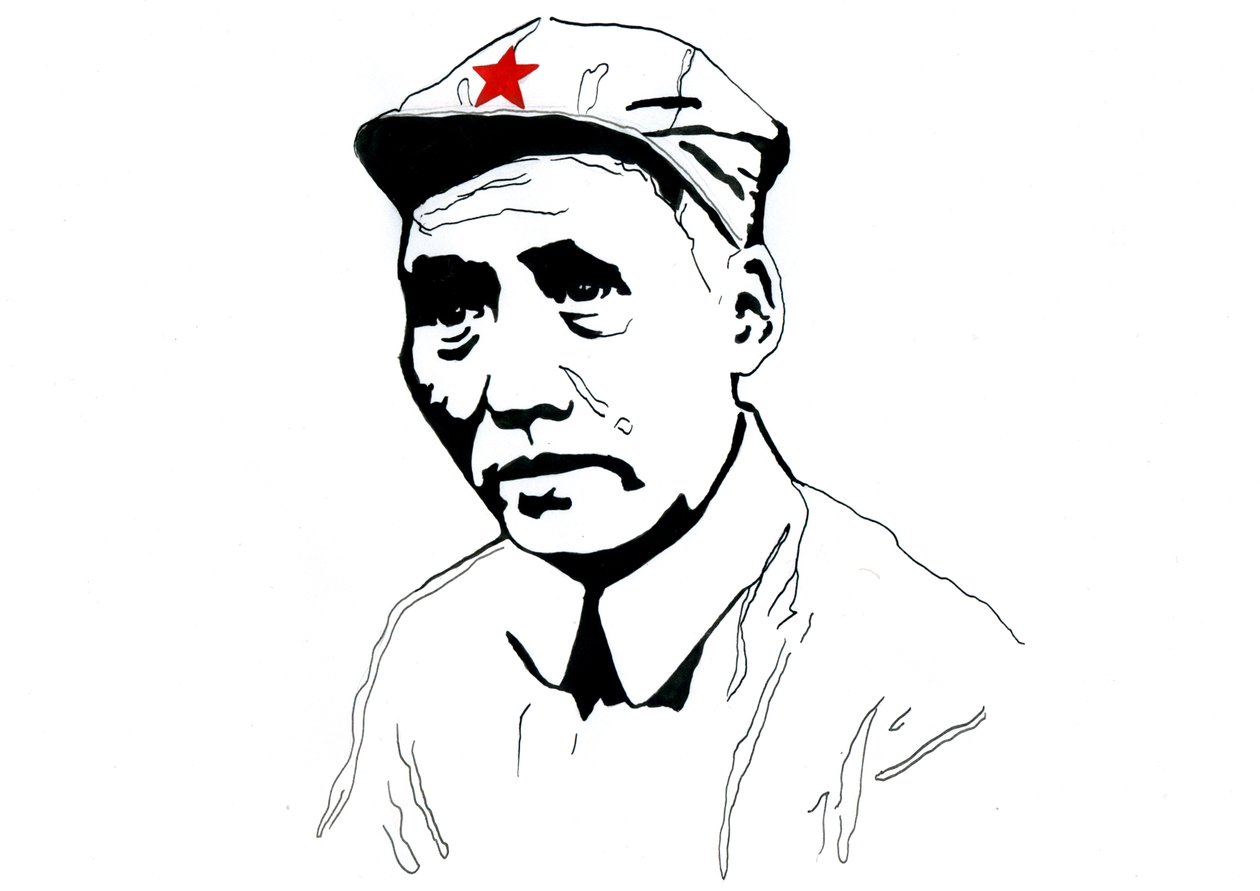 Porträtt av kinesisk kommunistisk revolutionär och grundaren av Folkrepubliken Kina Mao Zedong av Alessandro Lonati