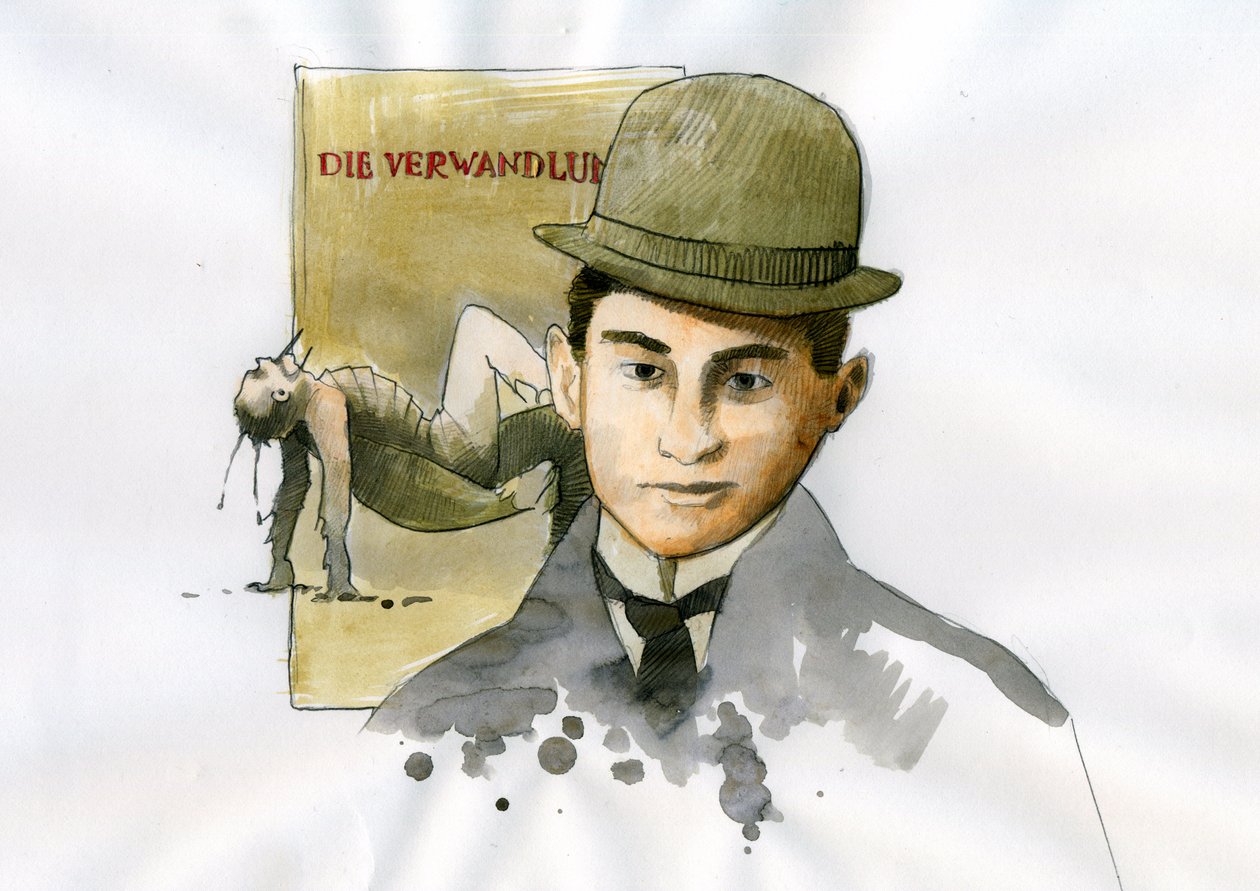 Porträtt av Franz Kafka (1883-1924), tjeckisk författare (Porträtt av författaren Franz Kafka) av Alessandro Lonati