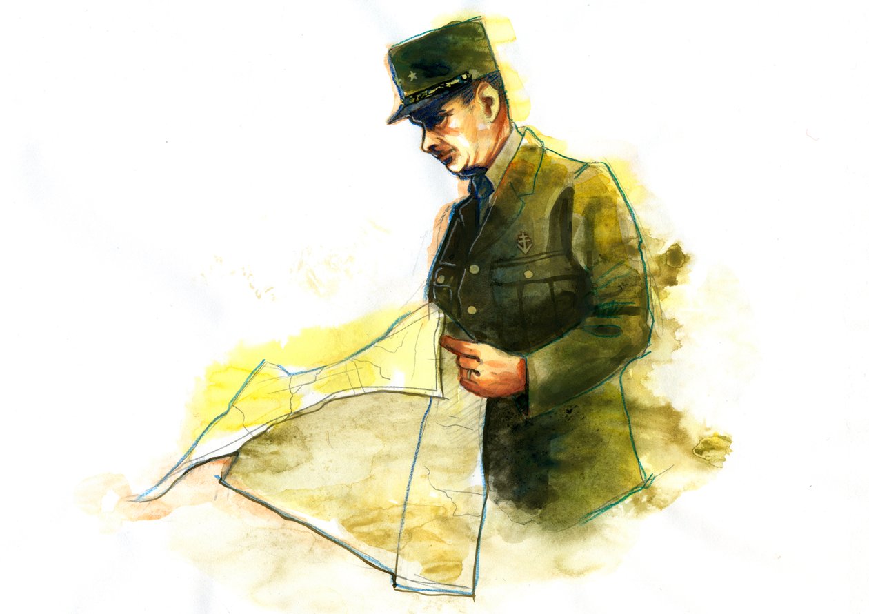Porträtt av general Charles de Gaulle (1890-1970) under andra världskriget av Alessandro Lonati
