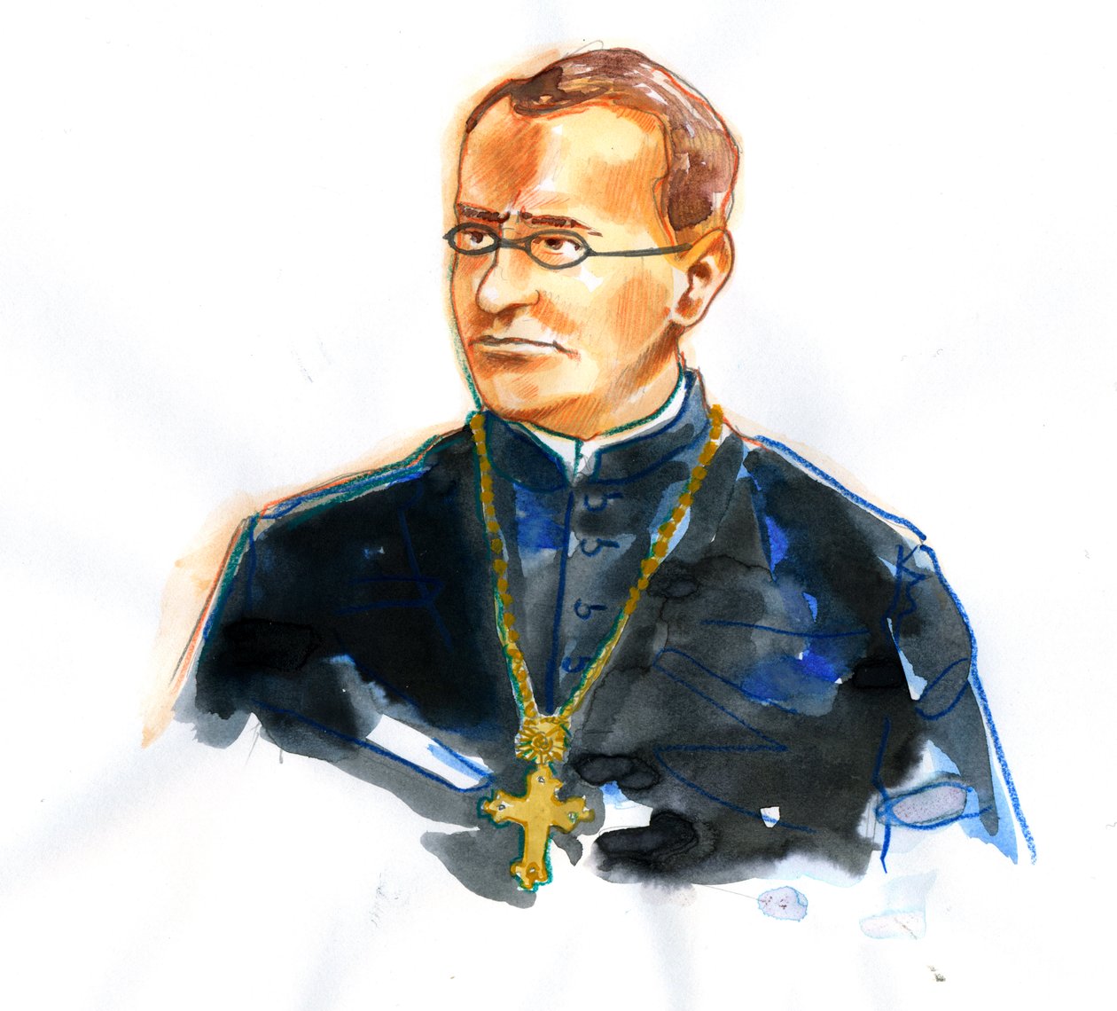 Porträtt av Gregor Mendel (1822-1884) Katolsk munk och botanist grundare av genetik (Porträtt av Gregor Mendel tysktalande mährisk vetenskapsman och augustinermunk som fick postumt berömmelse som grundaren av den moderna genetikvetenskapen) av Alessandro Lonati