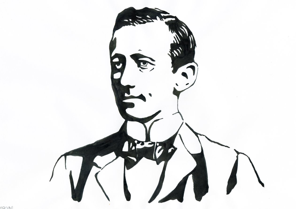 Porträtt av Guglielmo Marconi (1874-1937), italiensk fysiker, uppfinnare av telegrafen av Alessandro Lonati