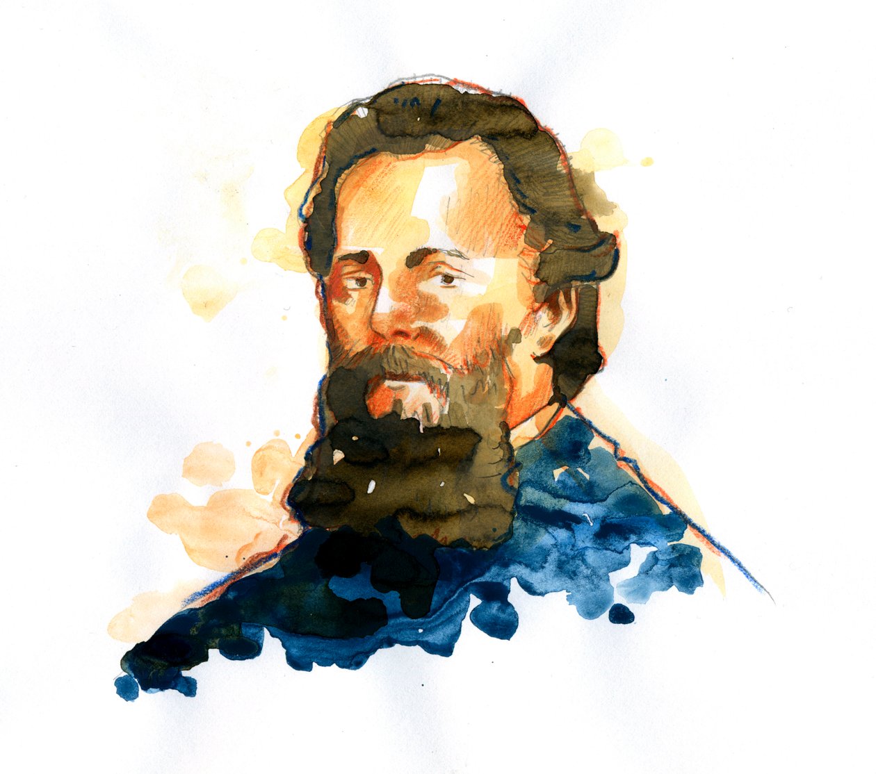 Porträtt av Herman Melville (1819-1891) essäist och amerikansk poet (Porträtt av den amerikanske romanförfattaren Herman Melville) av Alessandro Lonati
