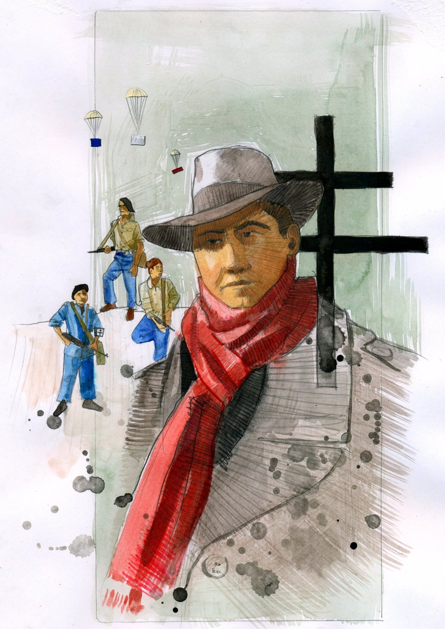 Porträtt av Jean Moulin högprofilerad medlem av motståndsrörelsen i Frankrike under andra världskriget Illustration av Alessandro Lonati av Alessandro Lonati