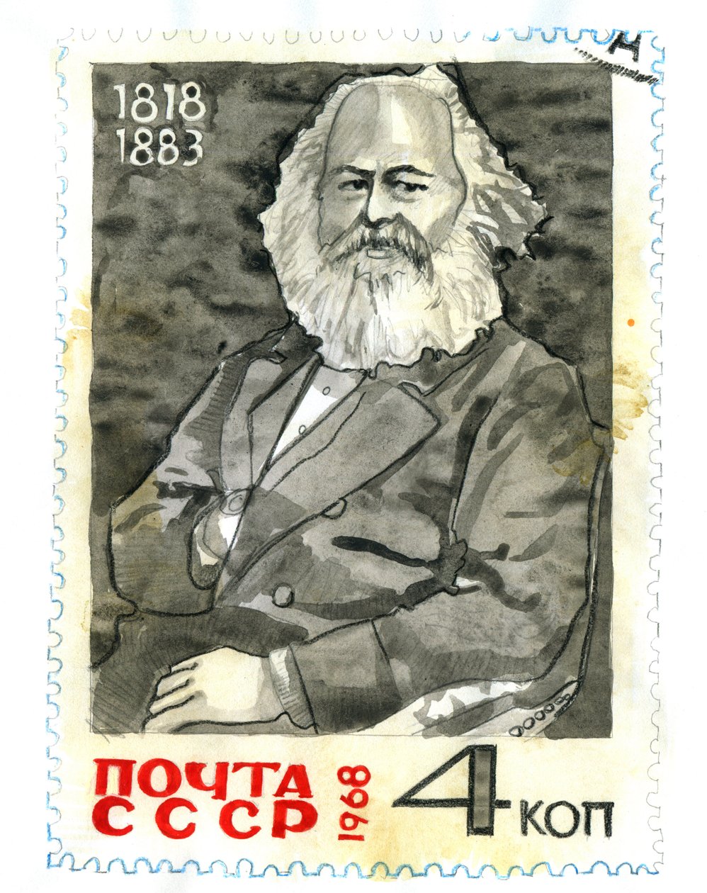 Porträtt av Karl Marx (1818-1883), filosof och politisk teoretiker av Alessandro Lonati