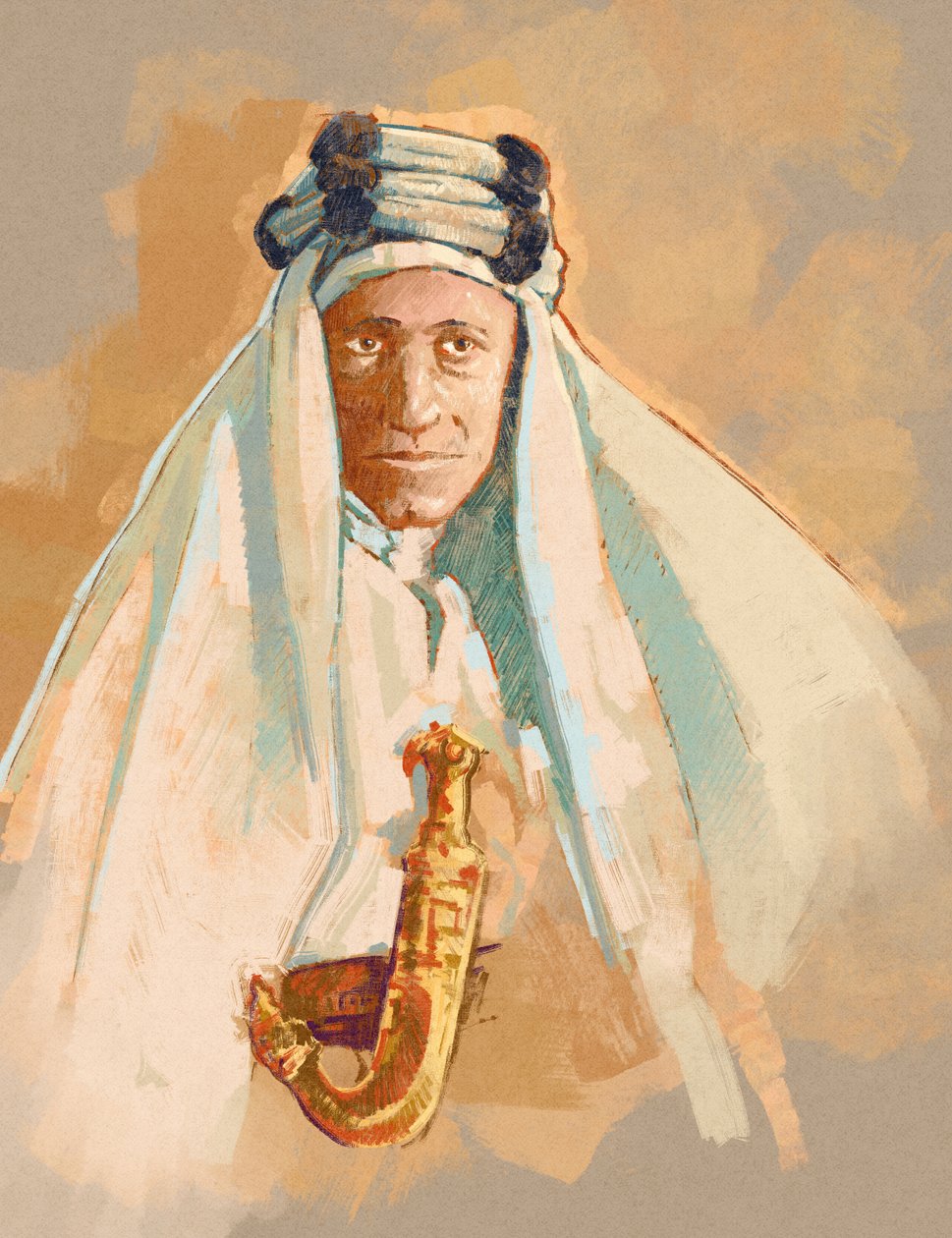 Porträtt av Lawrence of Arabia (illustration) av Alessandro Lonati