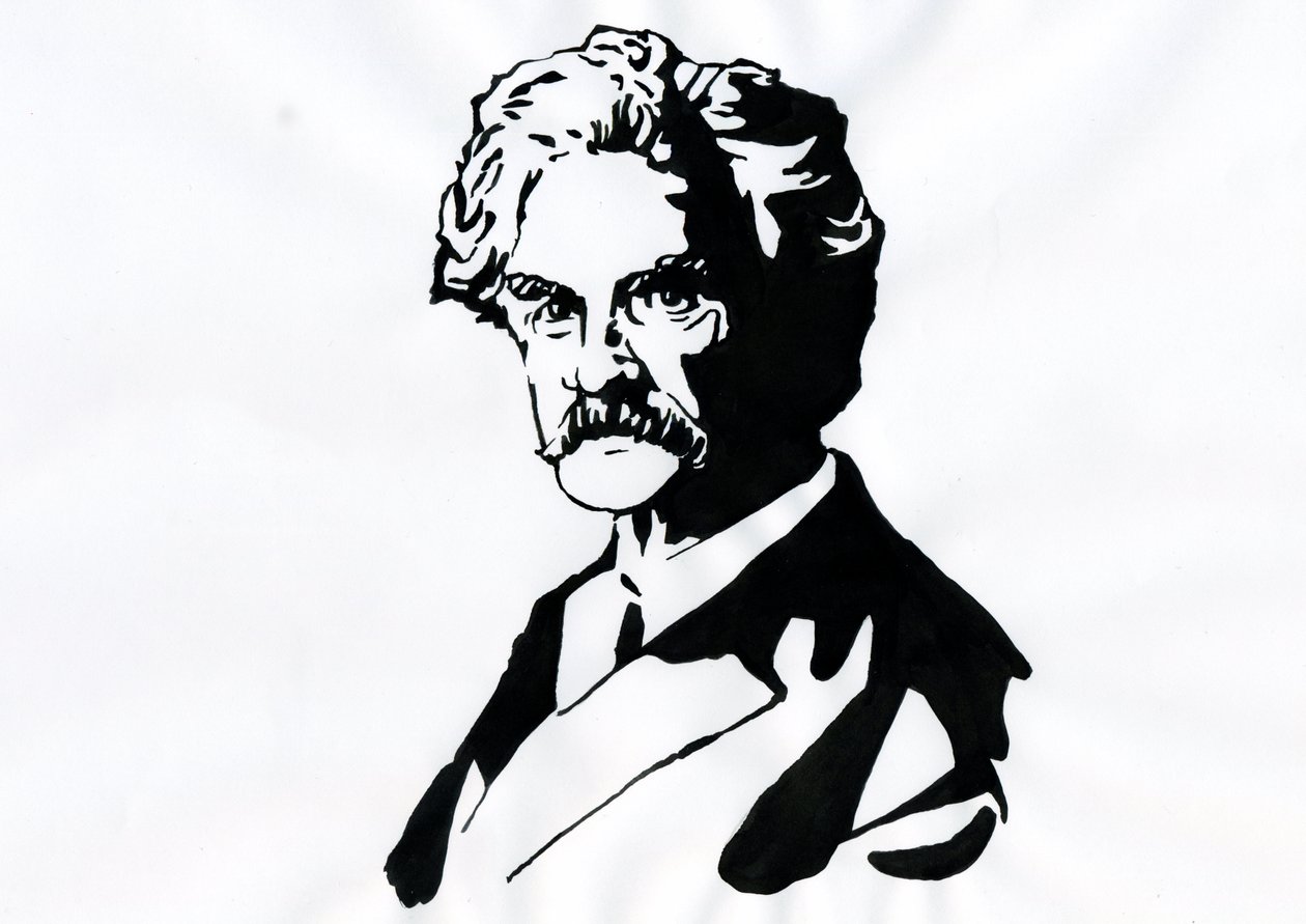 Porträtt av Mark Twain (1835-1910) av Alessandro Lonati