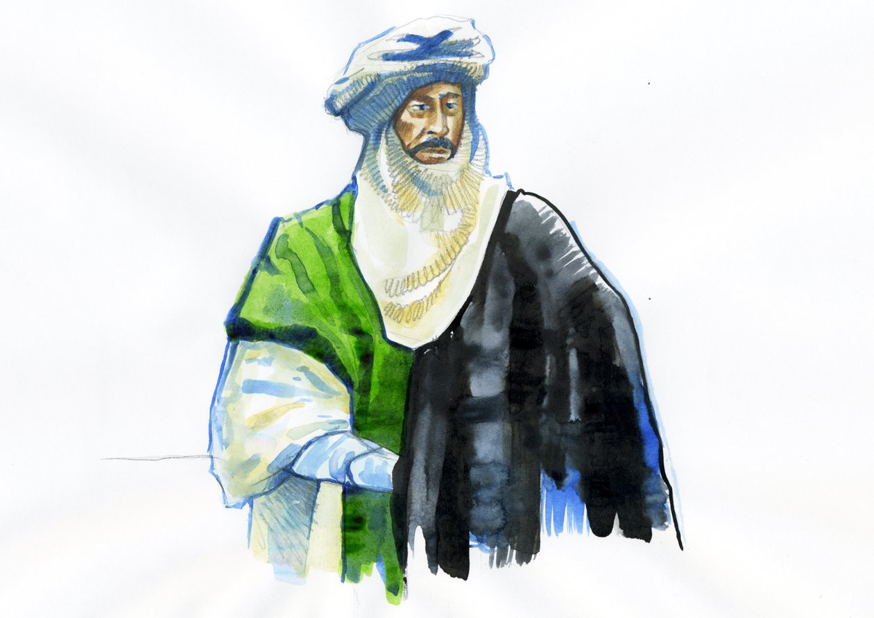 Porträtt av Muawiya I (602-680) Första Umayyad-kalifen (Porträtt av Muawiyah I) av Alessandro Lonati