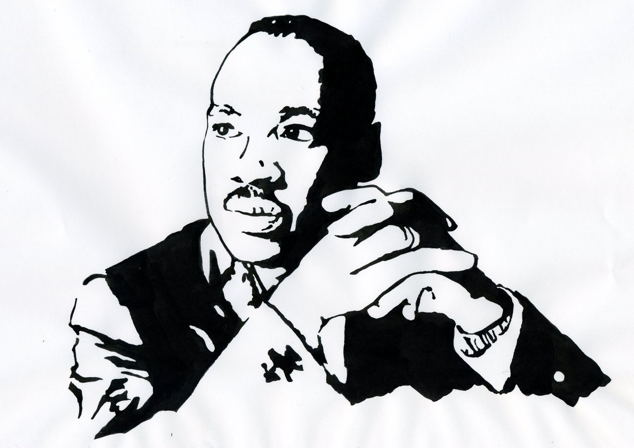 Porträtt av pastor Martin Luther King (1929-1968) Illustration av Alessandro Lonati