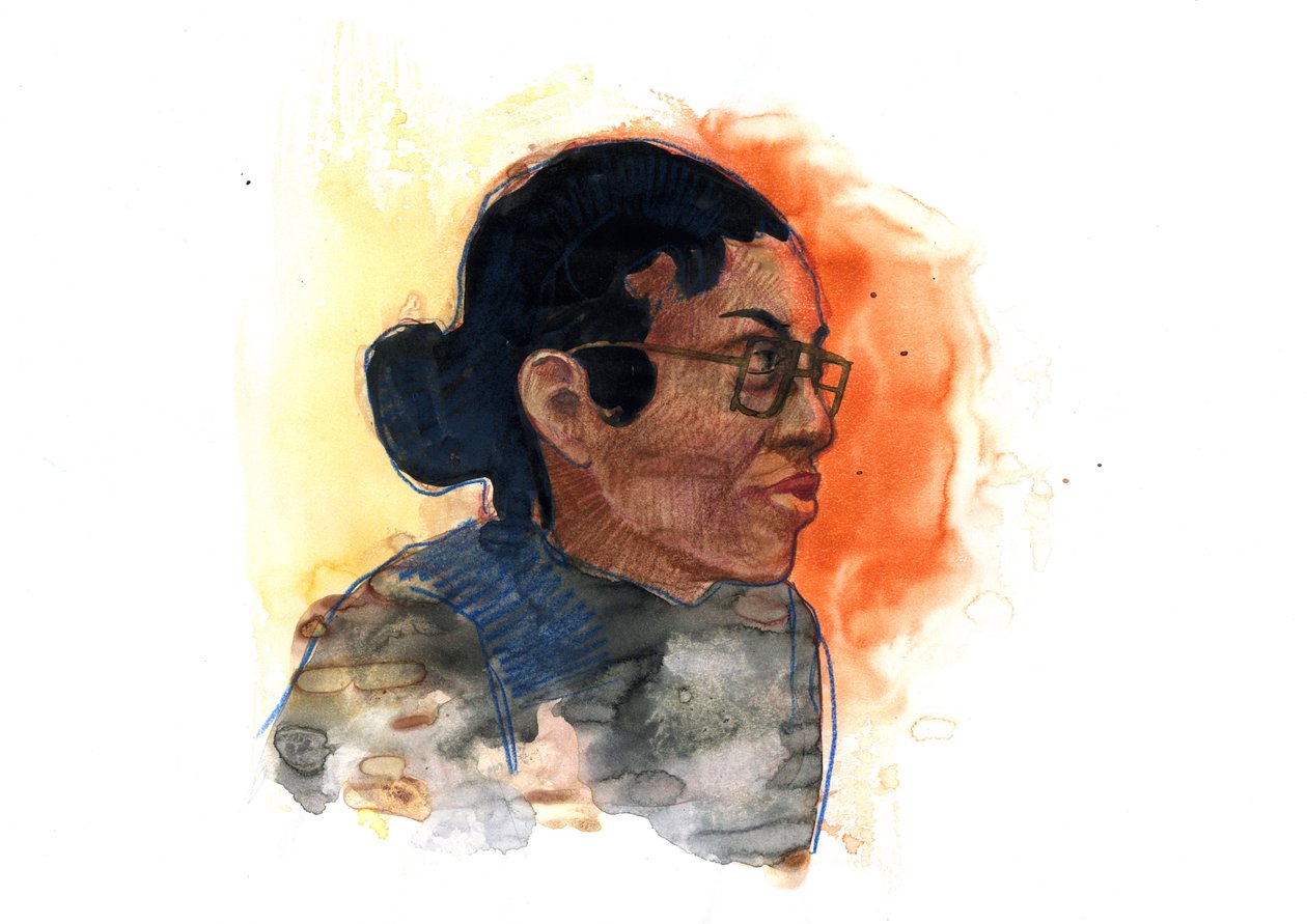 Porträtt av Rosa Parks (1913-2005) ikonisk figur i kampen mot rassegregation i USA (afroamerikanska medborgarrättsaktivisten Rosa Parks) av Alessandro Lonati