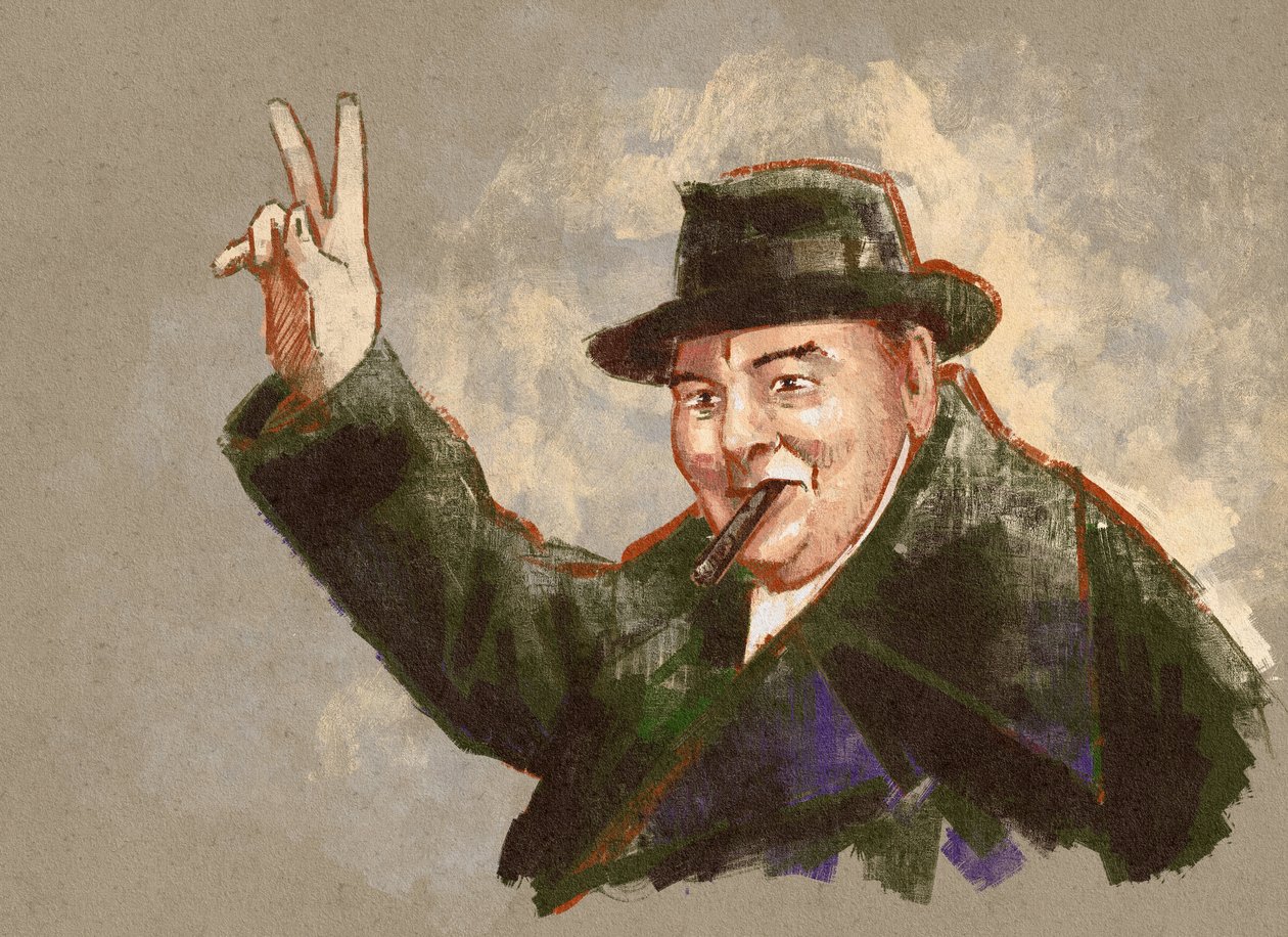 Porträtt av Sir Winston Leonard Spencer Churchill (illustration) av Alessandro Lonati